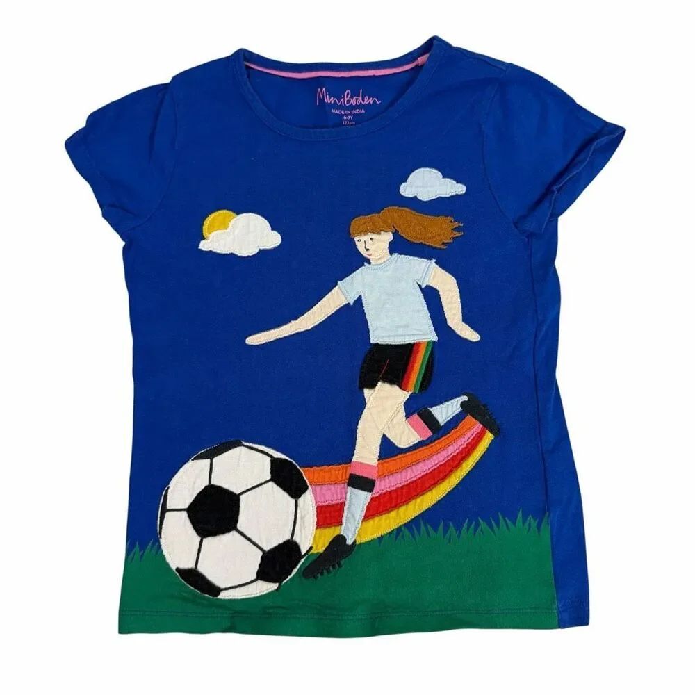 MIni Boden Blue Soccer size 6-7 Short Sleeve T-shirt